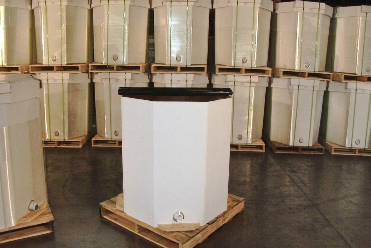 High-Capacity Cardboard IBC · Up to 330 gallons / 1,250 L · corrugated cardboard